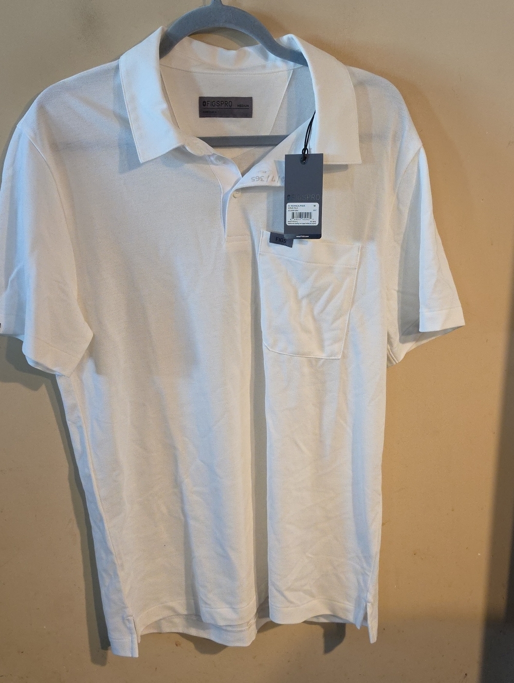 Figs Men's White Polo with Chest Pocket